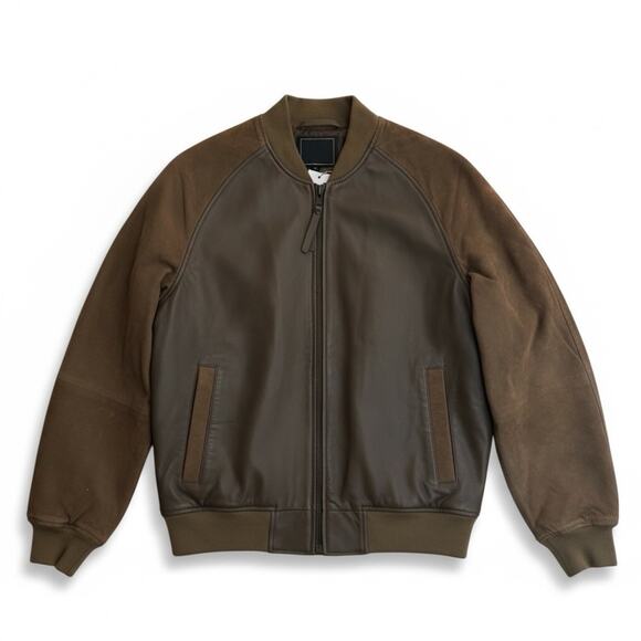 Leather Bomber Jacket Brown NWT Size S $348 - Picture 2 of 4